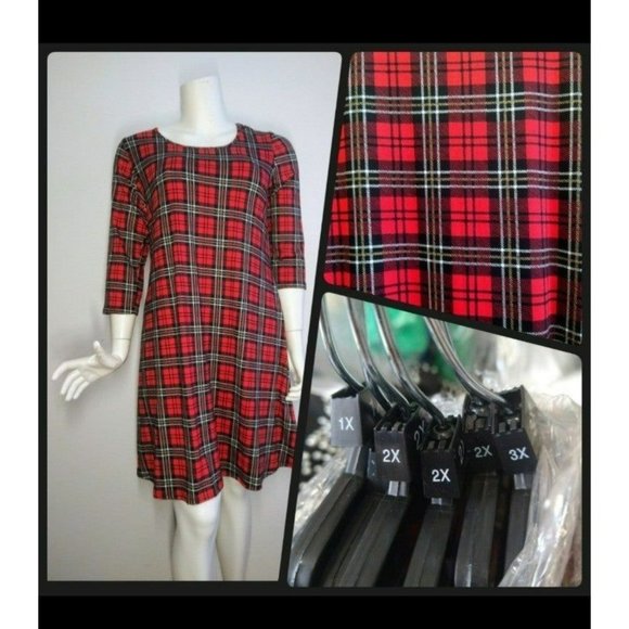 Casual Comfy Loungewear plaid tunic Dress Plus sizes 1X-2X-3X - Picture 1 of 10